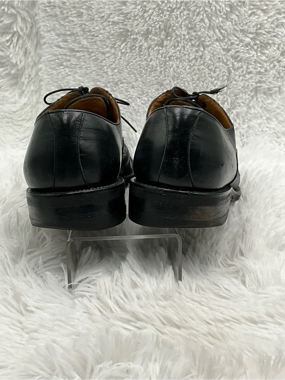 Pelle Line Shoes Oxfords Size 9.5 Black Leather Cat’s Paw Heel Made in Spain